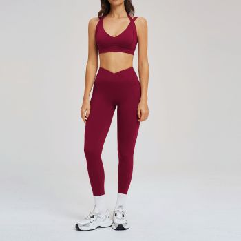 Custom Yoga Sets|Wholesale high-end yoga set featuring a form-fitting design and  open-back detail