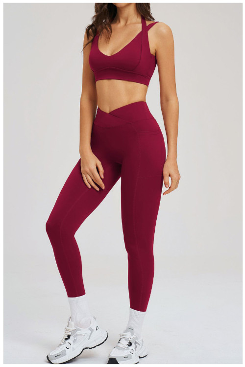 Custom Yoga Sets|Wholesale high-end yoga set featuring a form-fitting design and  open-back detail
