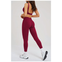 Custom Yoga Sets|Wholesale high-end yoga set featuring a form-fitting design and  open-back detail