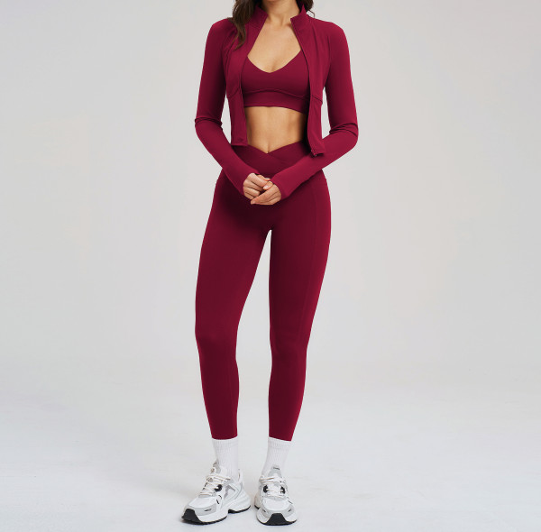 Custom Yoga Sets|Wholesale Women's Zip-Up Casual Fitness Set (Suitable for Outdoor Cycling)