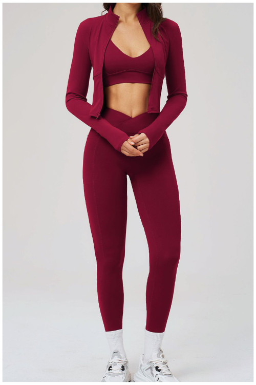 Custom Yoga Sets|Wholesale Women's Zip-Up Casual Fitness Set (Suitable for Outdoor Cycling)