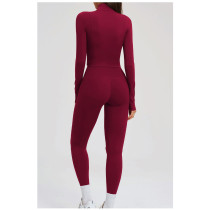 Custom Yoga Sets|Wholesale Women's Zip-Up Casual Fitness Set (Suitable for Outdoor Cycling)