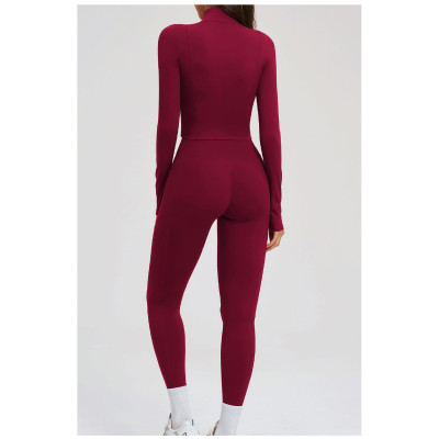 Custom Yoga Sets|Wholesale Women's Zip-Up Casual Fitness Set (Suitable for Outdoor Cycling)