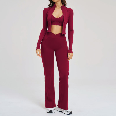 Custom Yoga Sets|Wholesale Zip-up sportswear set – casual, suitable for outdoor running and cycling