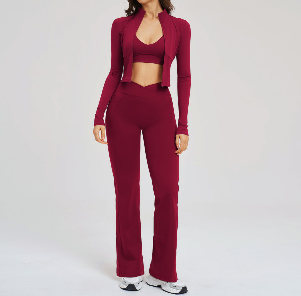 Custom Yoga Sets|Wholesale Zip-up sportswear set – casual, suitable for outdoor running and cycling