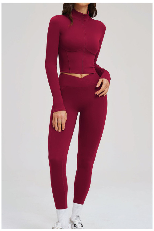 Custom Yoga Sets|Wholesale Women Zippered Yoga Set –Form-fitting Activewear for Fitness and Outdoor