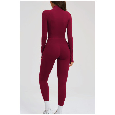 Custom Yoga Sets|Wholesale Women Zippered Yoga Set –Form-fitting Activewear for Fitness and Outdoor