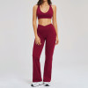 Custom Yoga Sets|Wholesale Fitted yoga set with a flattering back design and slight flare for yoga