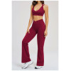 Custom Yoga Sets|Wholesale Fitted yoga set with a flattering back design and slight flare for yoga