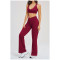 Custom Yoga Sets|Wholesale Fitted yoga set with a flattering back design and slight flare for yoga