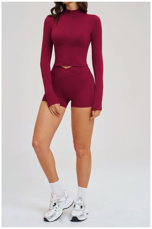 Custom Yoga Sets|Wholesale Spring Athletic Set: Stylish, Casual Zip-Up Outfit with a Nude-Feel Fit