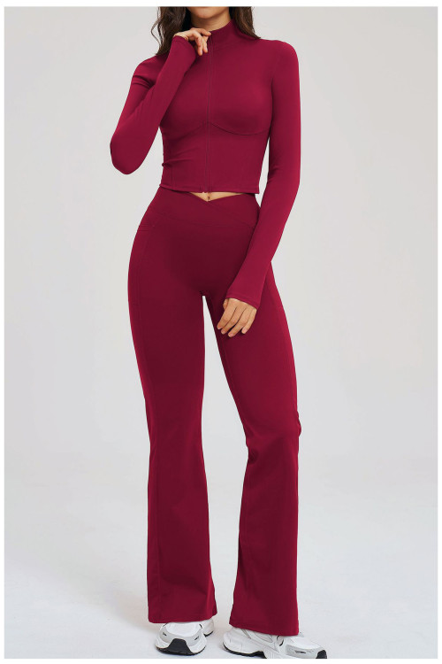 Custom Yoga Sets|Wholesale Women Naked-Feel Zip-Up Athleisure Set – Suitable for Outdoor Fitness