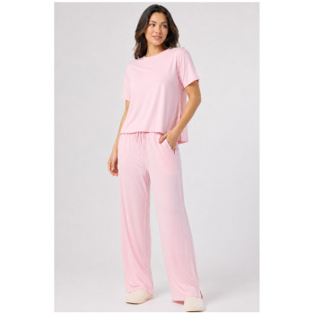Custom Loungewear | Women’s Short Sleeve Loungewear Set with Drawstring Wide Leg Pants