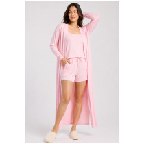 Custom Loungewear | Wholesale Custom Women’s 3-Piece Loungewear Set with Cami, Shorts and Long Robe