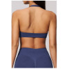 Custom Yoga bra|Wholesale Lycra seamless knit sports bra halter neck shockproof and breathable
