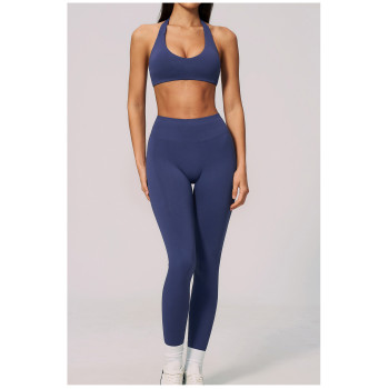 Custom Yoga bra|Wholesale Lycra seamless knit sports bra halter neck shockproof and breathable