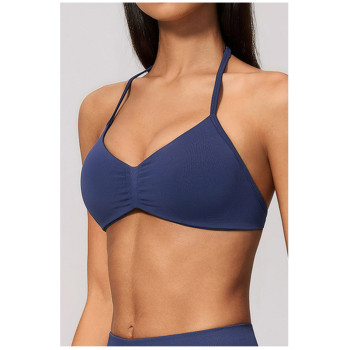 Custom Yoga bra|Wholesale Halter bra with seamless push-up straps for Pilates training