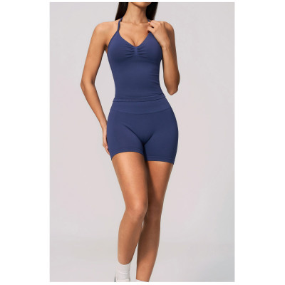 Custom Yoga Vest|Wholesale Seamless yoga vest with halter neck V-neck beautiful back quick-drying