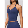 Custom Yoga Vest|Wholesale Seamless yoga vest with halter neck V-neck beautiful back quick-drying