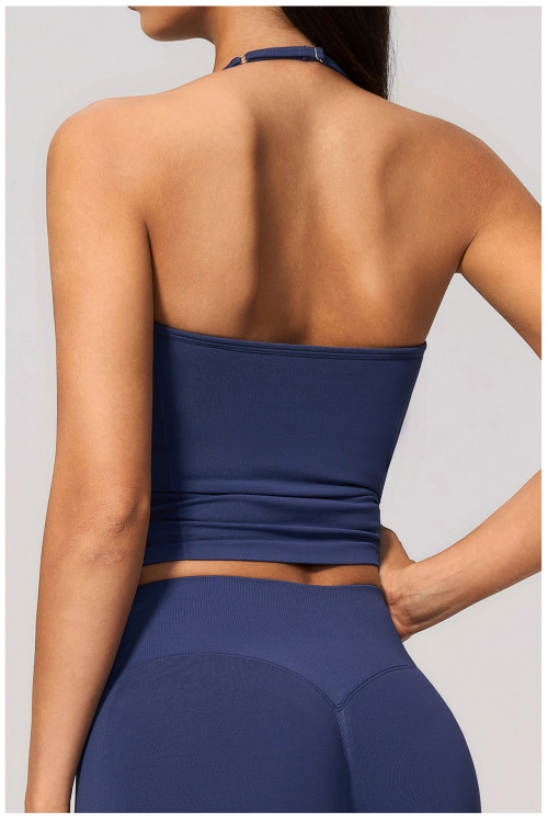 Custom Yoga Vest|Wholesale Seamless yoga vest with halter neck V-neck beautiful back quick-drying