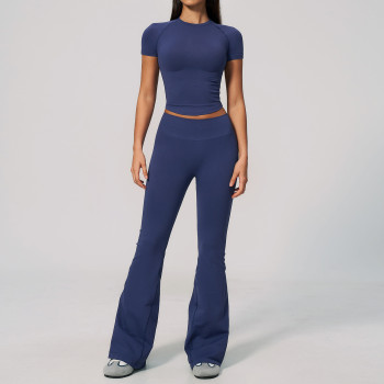 Custom Yoga Sets|Wholesale New women's fitness outfit set tight-fitting high-elasticity quick-dry