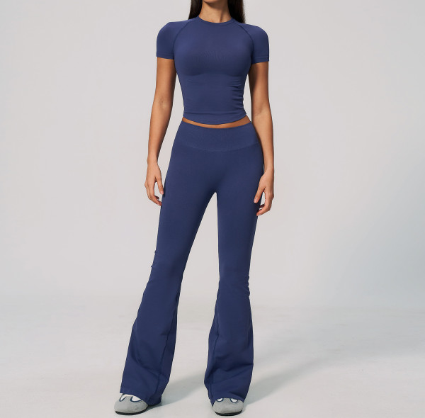 Custom Yoga Sets|Wholesale New women's fitness outfit set tight-fitting high-elasticity quick-dry