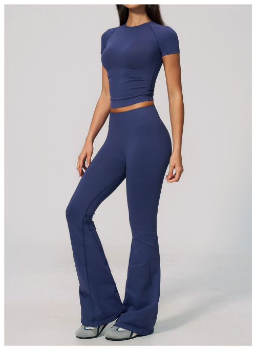 Custom Yoga Sets|Wholesale New women's fitness outfit set tight-fitting high-elasticity quick-dry