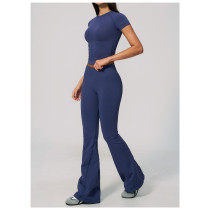 Custom Yoga Sets|Wholesale New women's fitness outfit set tight-fitting high-elasticity quick-dry