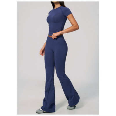 Custom Yoga Sets|Wholesale New women's fitness outfit set tight-fitting high-elasticity quick-dry