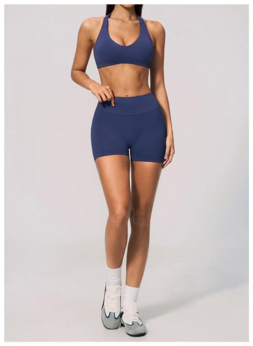 Custom Yoga Sets|Wholesale Seamless women's halter neck, high waist, and tummy control tracksuit
