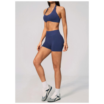 Custom Yoga Sets|Wholesale Seamless women's halter neck, high waist, and tummy control tracksuit
