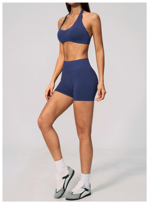 Custom Yoga Sets|Wholesale Seamless women's halter neck, high waist, and tummy control tracksuit
