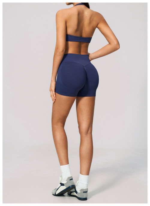 Custom Yoga Sets|Wholesale Seamless women's halter neck, high waist, and tummy control tracksuit