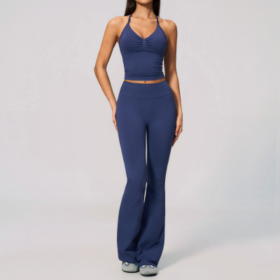 Custom Yoga Sets|Wholesale Seamless high-elastic yoga wear round neck short sleeves high waist