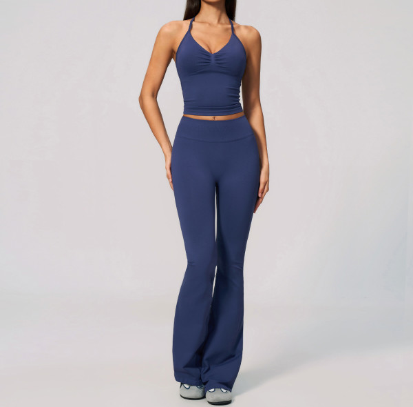 Custom Yoga Sets|Wholesale Seamless high-elastic yoga wear round neck short sleeves high waist
