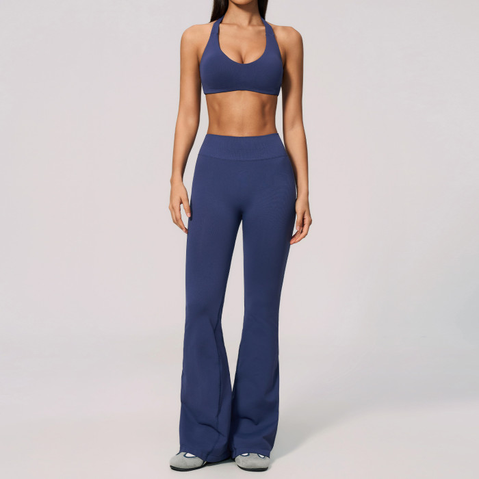 Custom Yoga Sets|Wholesale Seamless high-elastic yoga wear round neck short sleeves high waist