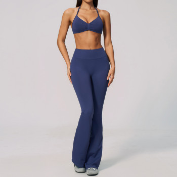 Custom Yoga Sets|Wholesale Fitness outfit set with thin straps and halter neck for quick-drying