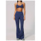 Custom Yoga Sets|Wholesale Fitness outfit set with thin straps and halter neck for quick-drying
