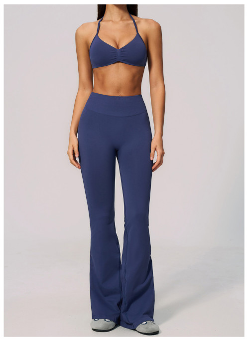 Custom Yoga Sets|Wholesale Fitness outfit set with thin straps and halter neck for quick-drying