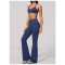 Custom Yoga Sets|Wholesale Fitness outfit set with thin straps and halter neck for quick-drying