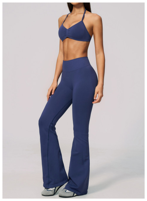 Custom Yoga Sets|Wholesale Fitness outfit set with thin straps and halter neck for quick-drying