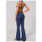 Custom Yoga Sets|Wholesale Fitness outfit set with thin straps and halter neck for quick-drying