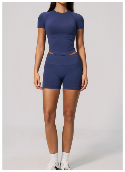 Custom Yoga Sets|Wholesale Seamless sportswear set with high elasticity round neck for tummy control