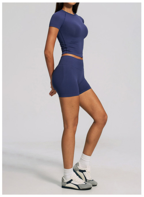 Custom Yoga Sets|Wholesale Seamless sportswear set with high elasticity round neck for tummy control