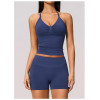 Custom Yoga Sets|Wholesale Seamless Lycra Set for Women Backless Halter Neck Vest High Elasticity