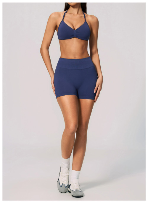 Custom Yoga Sets|Wholesale Lycra seamless yoga suit for women backless halter neck and quick-drying