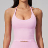 Custom Yoga Vest|Wholesale Halter-neck sports vest, backless shockproof running and fitness top