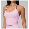 Custom Yoga Vest|Wholesale Halter-neck sports vest, backless shockproof running and fitness top