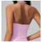 Custom Yoga Vest|Wholesale Halter-neck sports vest, backless shockproof running and fitness top