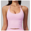 Custom Yoga Vest|Wholesale Halter-neck sports vest, backless shockproof running and fitness top